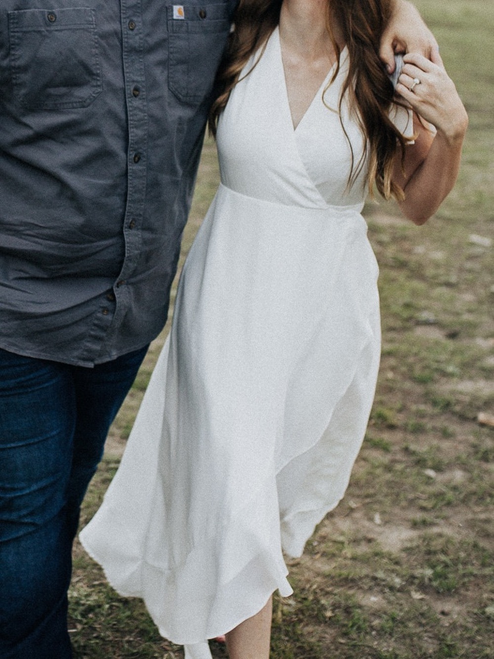 Lulu's White High-Low Wrap Dress with Ruffle Trim
